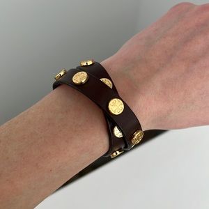Tory Burch leather wrap bracelet, logo strap